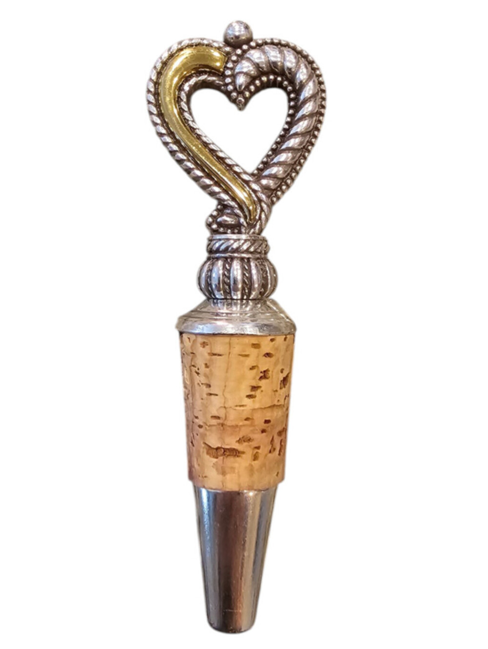 Brighton Callie Wine Stopper featuring a two-tone silver and gold-plated heart